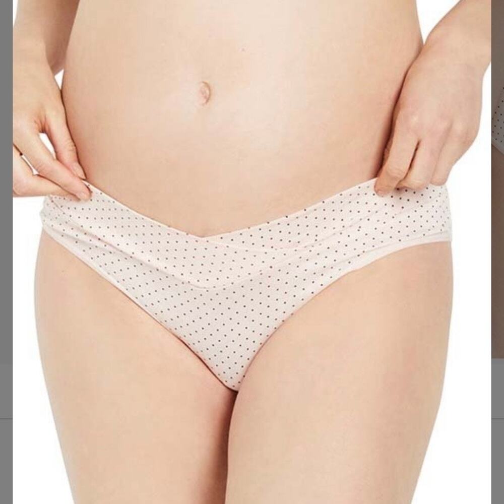 NWT Motherhood Maternity pink polka dot crossover front underwear
